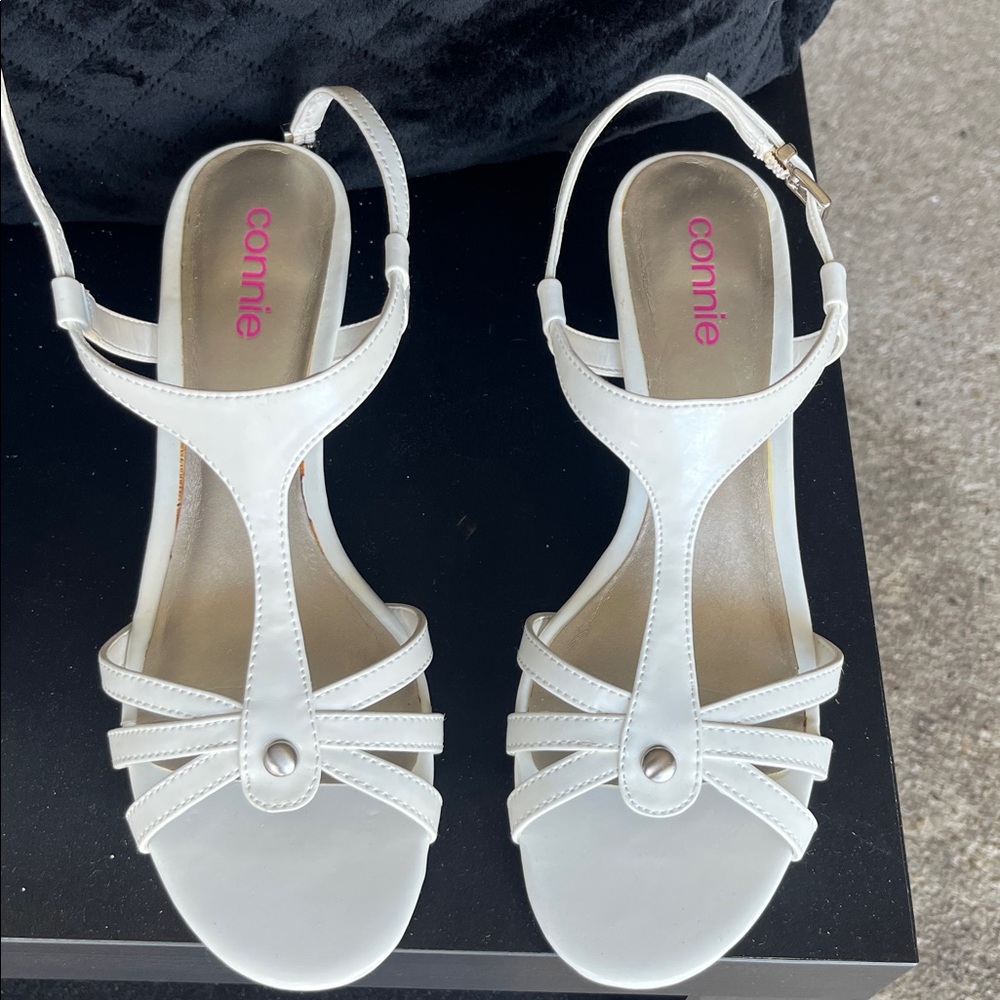 Connie White Strappy Heels